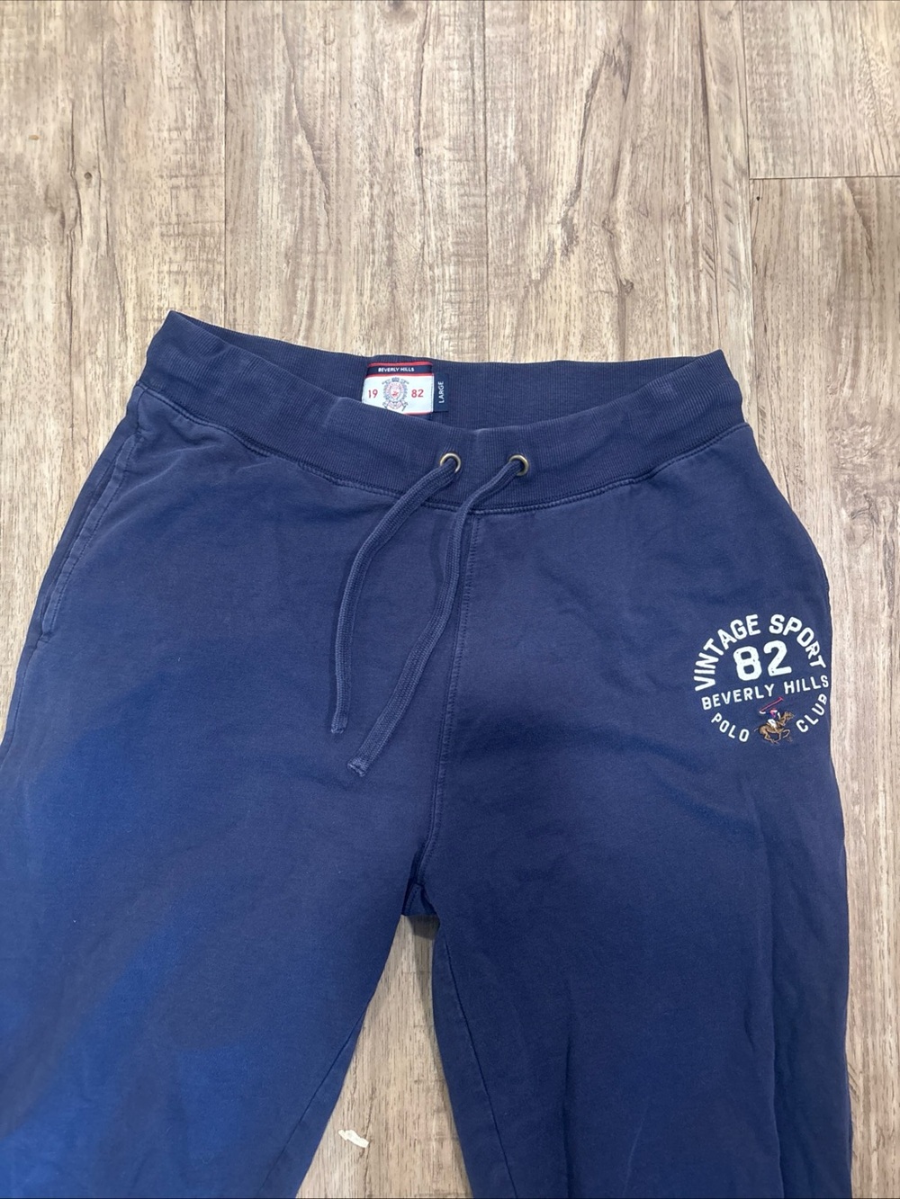 Men’s large Beverly Hills Polo Club Boys Navy Drawstring Joggers with '82 Logo